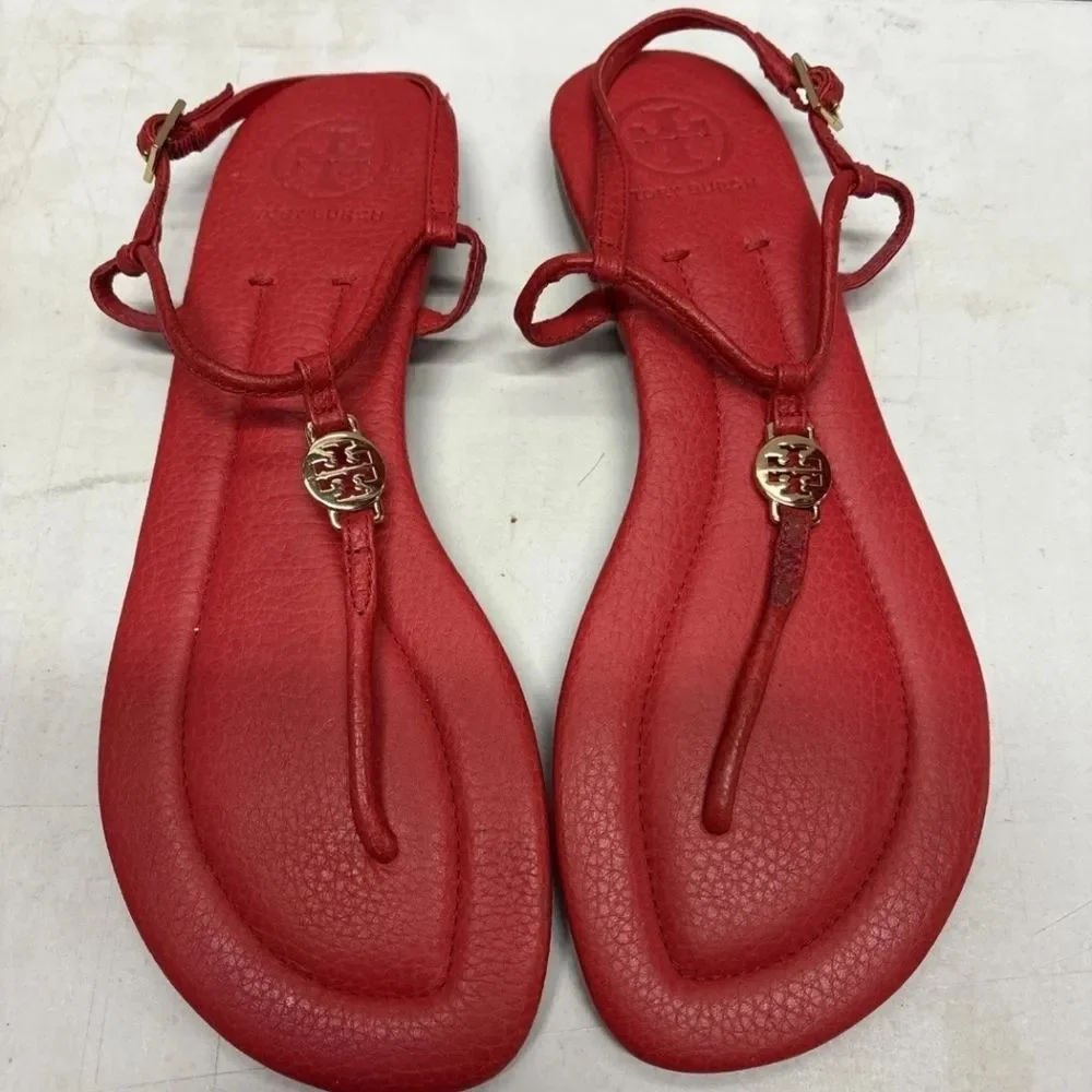 Tory Burch Designer Emmy Red Sandals T Strap 8